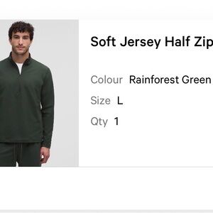 LULULEMON MENS Rainforest Green Soft Jersey Half Zip Sweater